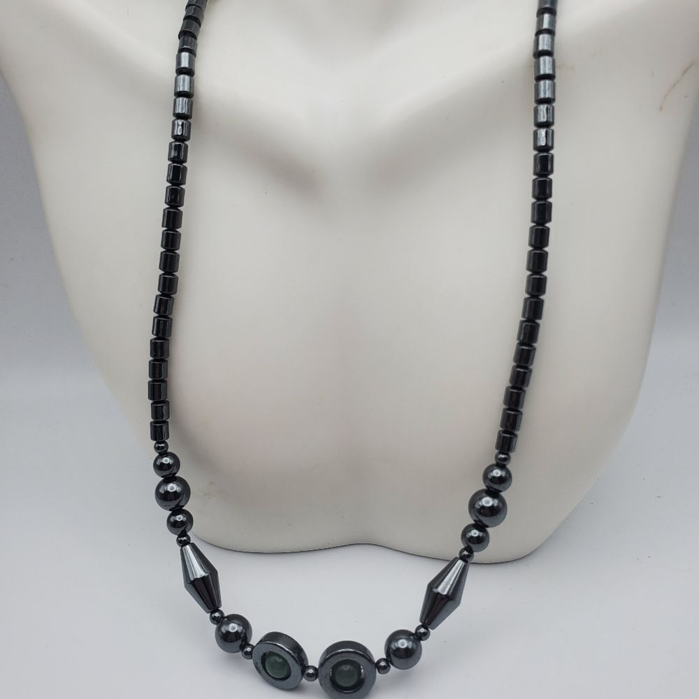 Hematite chrome necklace healing balancing beaded unisex gift‎ idea neutral